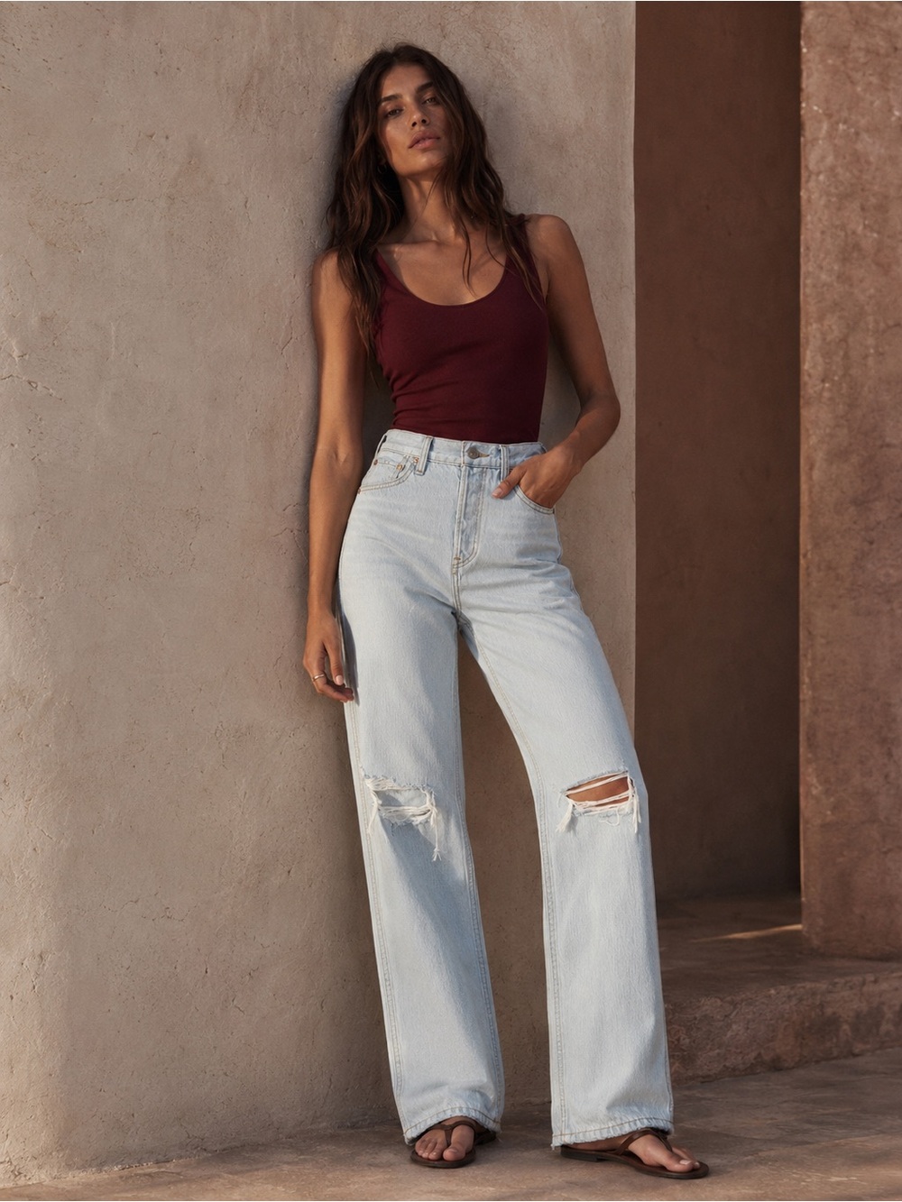 RE/DONE NWT 90s High Rise Loose Jeans Bleach Destroy Size 25